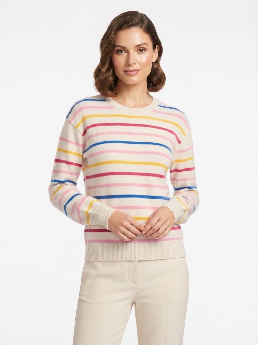 Draper James Striped Crewneck Sweater Ribbed Knit Multicolor XL